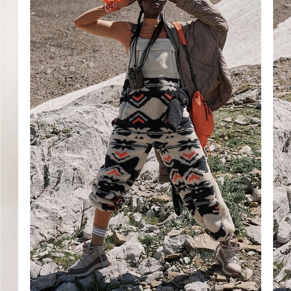 Free People Hit The Slopes Printed Salopette/Black Fairisle Combo NWOT - Picture 7 of 8